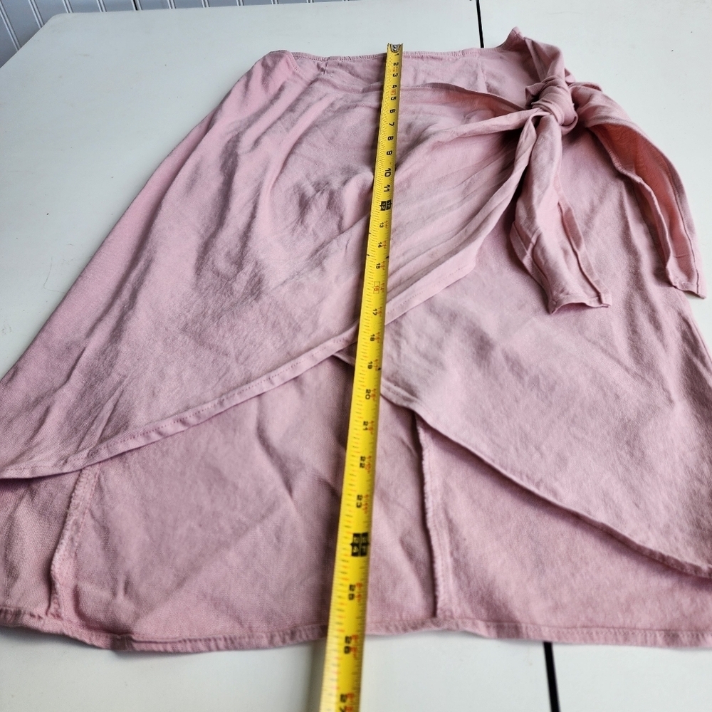 SHORE USA WOMEN'S WRAP SKIRT PINK Stretch LINEN $138 Viscose XS Sk8 - Picture 12 of 13